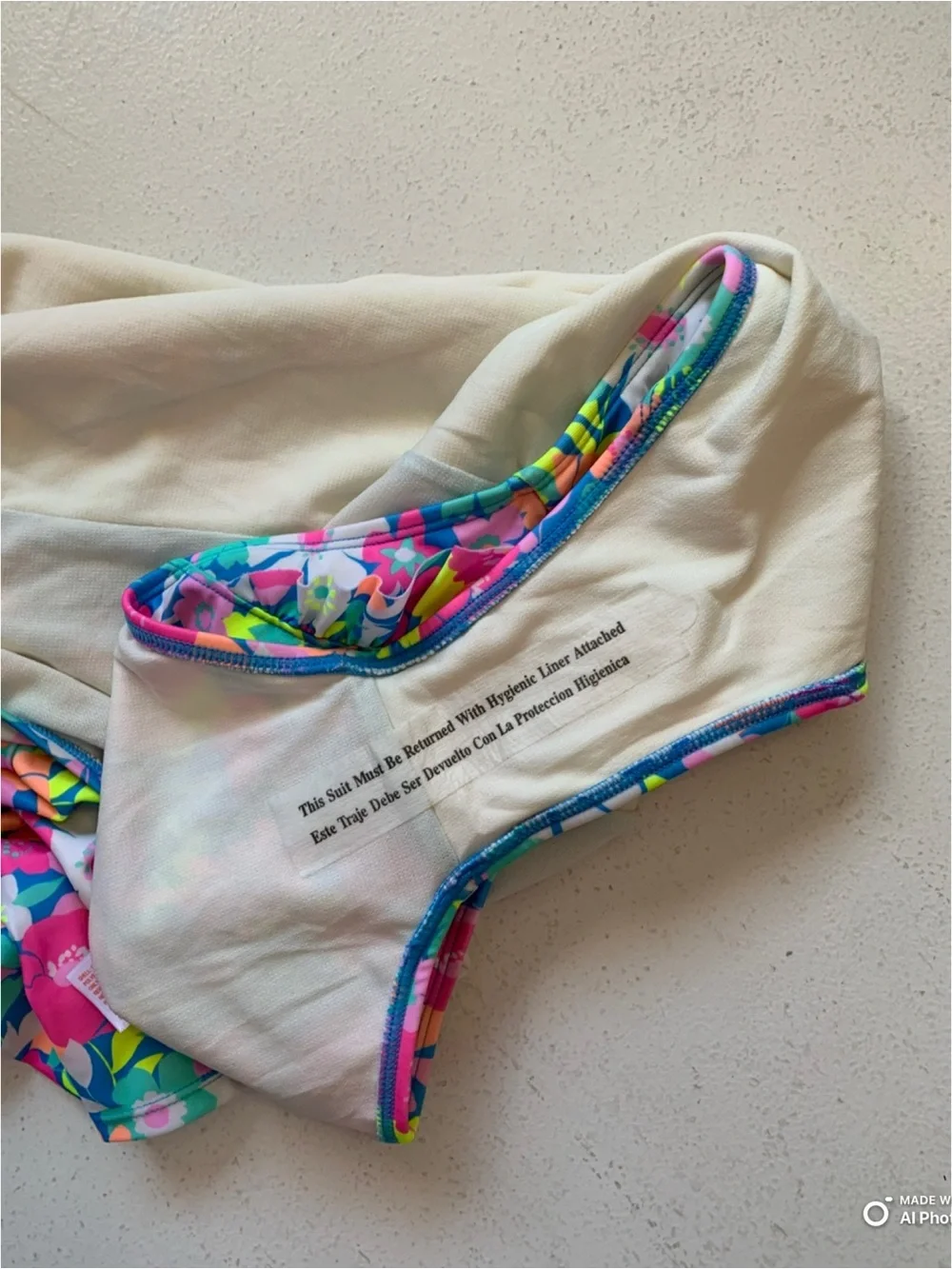 Cat & Jack Girls Large Colorful Flower Print Long Sleeve One Piece Swimsuit NWOT